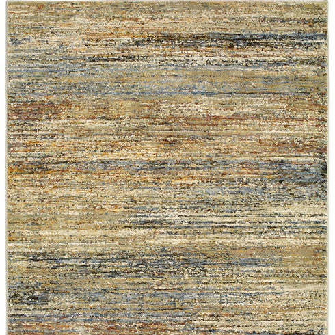 2' X 8' Gold And Slate Abstract Runner Rug